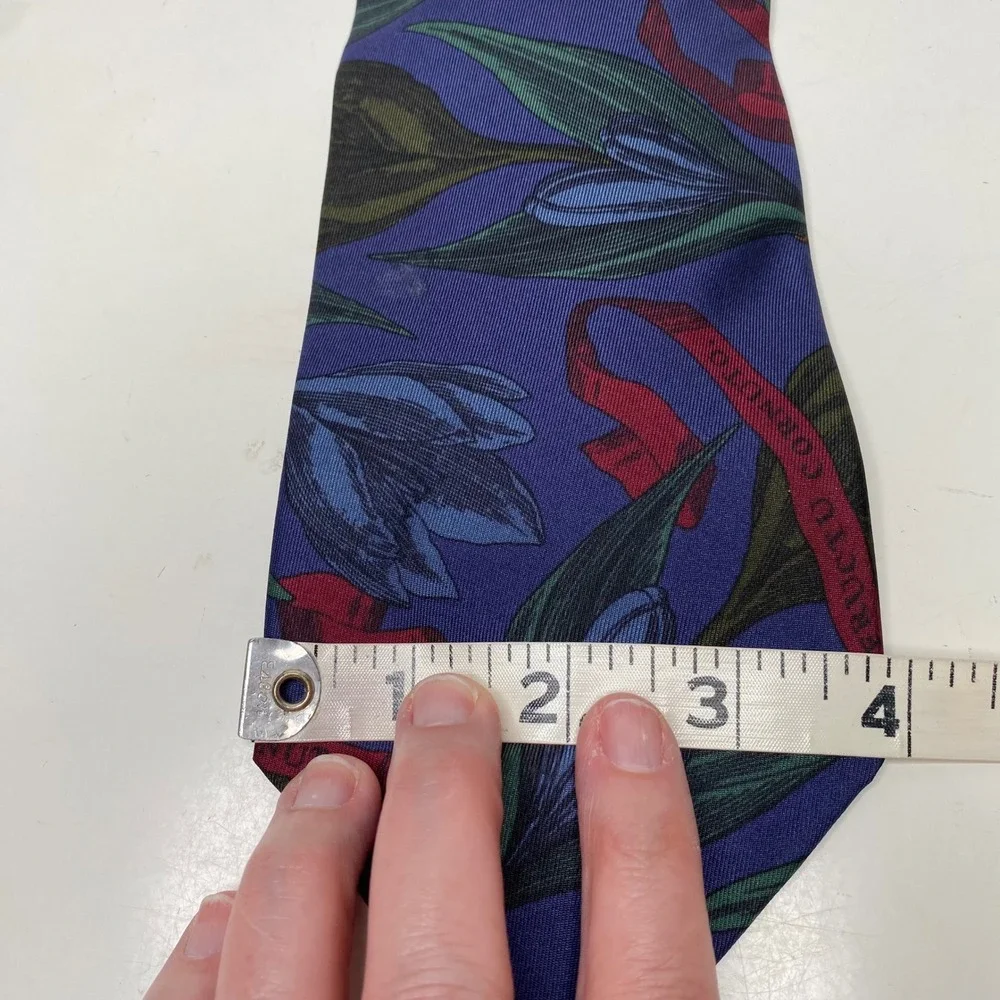 Liberty of London Silk Tie Purple Botanical Floral Latin Ribbon Eclectic Grandpa